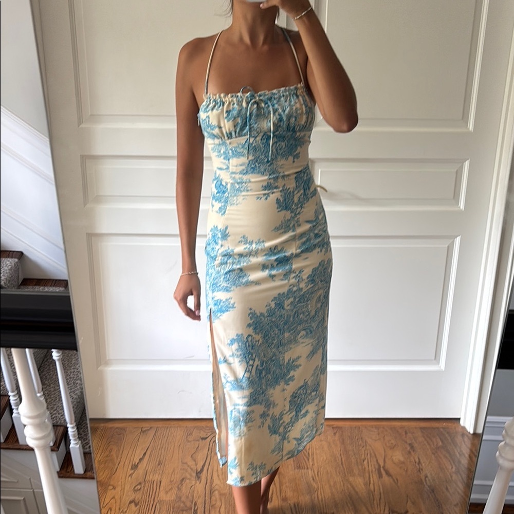 Urban outfitters blue toile slip dress